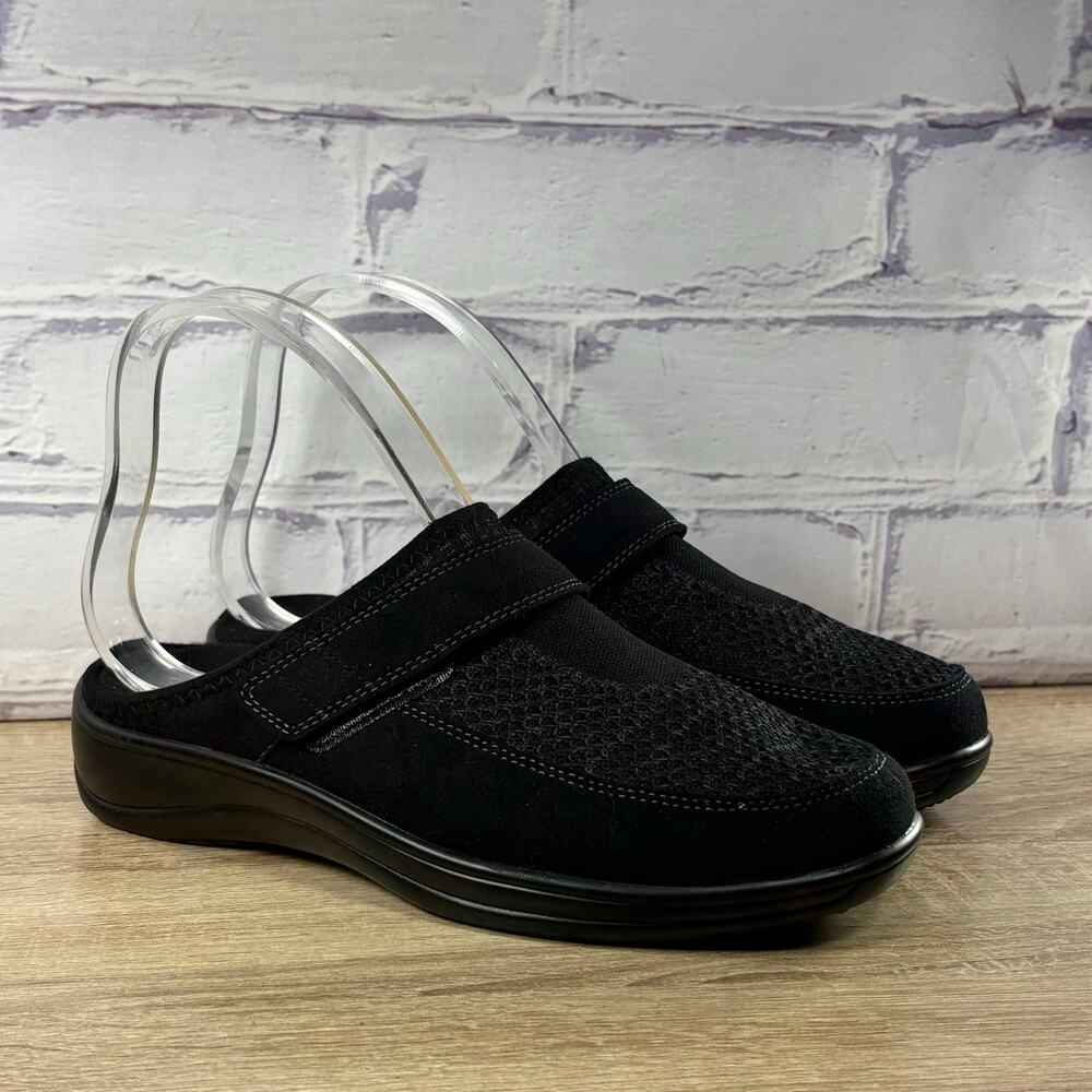Orthofeet Louise Stretch 736 Black Slip On Mules Women's Size 7 Comfort Shoes